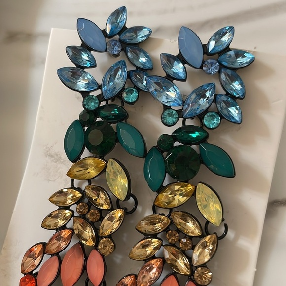 Colorful Crystal Drop Earrings - Picture 5 of 12